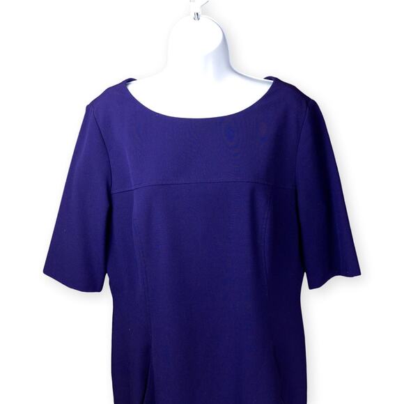 Tahari ASL Purple Sheath Short Sleeves Dress Pockets 12 - Picture 6 of 11